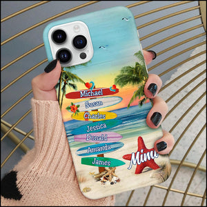 Summer Beach Star Nana Auntie Mom Colorful Kid Sign Personalized Phone Case