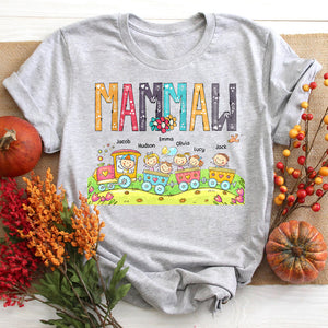 Grandma Mom Cute Kids On The Train Of Love Mother's Day Birthday Anniversary Gift Personalized Tshirt