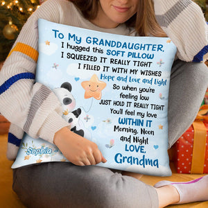 Cute Doodle Panda With Floral Personalized Granddaughter Pillow