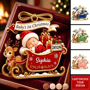 Custom First Christmas Acrylic Ornament - Personalized Christmas Baby Shower