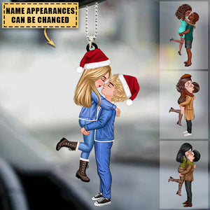 Doll Couple Kissing Hugging Personalized Ornament