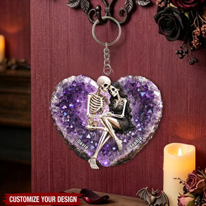 Till Death Do Us Part Skeleton Couple - Personalized Acrylic Keychain - Halloween Decor Gift, Gift For Couple