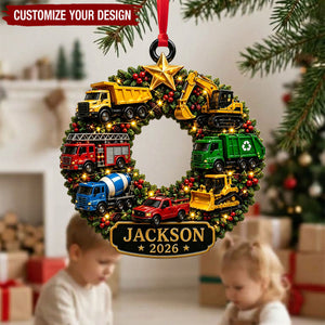 Truck Kid Ornament - Construction Christmas Decor