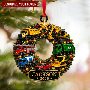 Truck Kid Ornament - Construction Christmas Decor