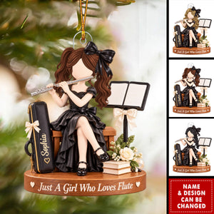 Personalized Acrylic Flute Ornament - Custom Flutist Girl Gift For Daughter