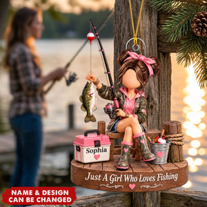 Personalized Acrylic Fishing Ornament - Custom Gift For Girl