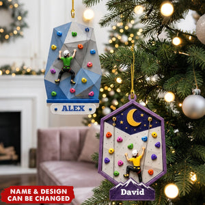 Personalized Indoor Outdoor Rock Climber Ornament, Climbing Christmas Ornaments