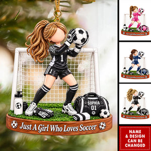 Personalized Soccer Goalie Girl Ornament, Custom Goalkeeper Christmas Ornament