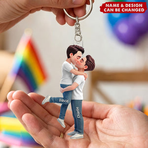 LGBT Couple - Personalized 2-Layered Acrylic Keychain - Gift For Couple, Happy Pride Month