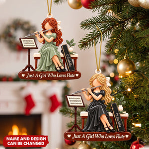 Personalized Flute Acrylic Ornament, Custom Flutist Girl Gift