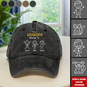 Custom Vintage Washed Denim Baseball Cap - Personalized Birthday Gifts For Dad, Grandpa - My Crew Makes Me Smile