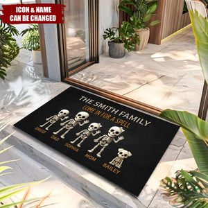 Halloween Spooky Funny Skeleton Family Personalized Doormat, Halloween Home Decoration