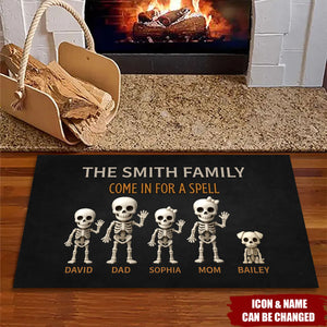 Halloween Spooky Funny Skeleton Family Personalized Doormat, Halloween Home Decoration