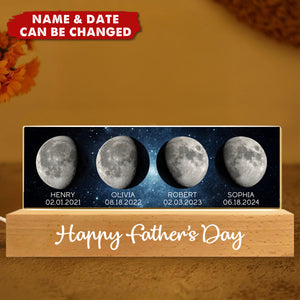 Starry Night Custom Birth Moon Phase The Days You Became Our Dad Personalized Acrylic Block LED Night Light