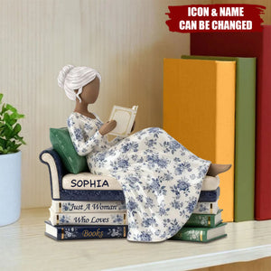 Girl Reading Books On Sofa Toile De Jouy Pattern - Personalized Acrylic Plaque