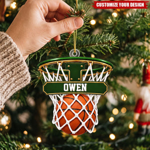 Personalized Basketball Hoop Christmas Ornaments, Sports Keepsake Gifts For Players & Coaches
