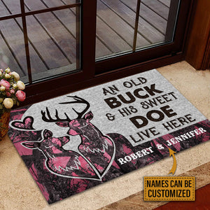 Personalized Deer Color Couple Camo Live Here Customized Doormat