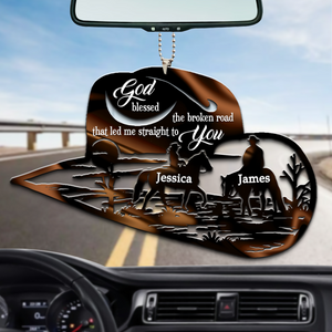 Cowboy Couple Scene God Blessed Personalized Ornament