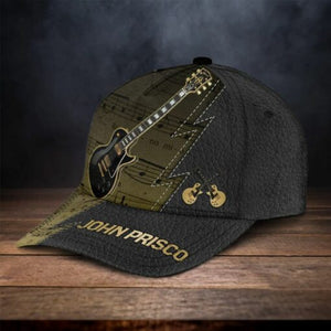 Personalized Black Guitar Classic Cap