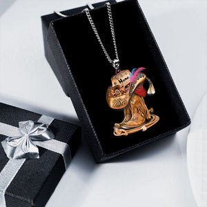 Vintage Cowgirl Boots And Hat -Personalized Stainless Steel Necklace