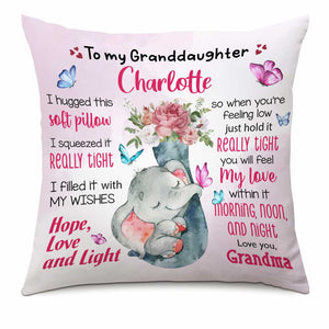 Personalized Granddaughter Baby Elephant Hug This Pillowcase