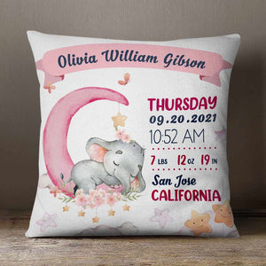 Personalized Baby Elephant Mom Son Daughter Grandma Grandson Granddaughter Pillow