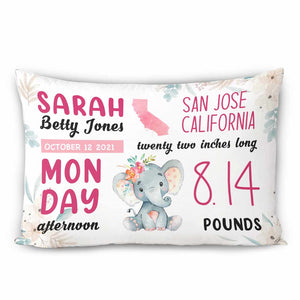 Personalized Elephant Baby State Mom Grandma Grandson Granddaughter Son Daughter Rectangle Pillow