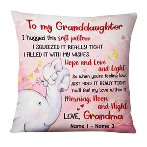 Personalized Hug This Granddaughter Elephant Birth Annoucement Pillowcase