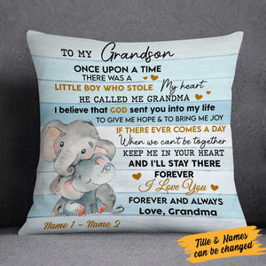 Personalized Elephant Mom Grandma Granddaughter Grandson Pillow