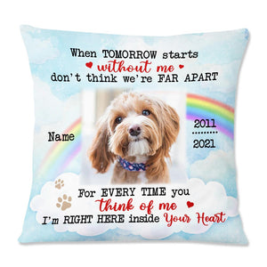 Personalized Dog Crossed Rainbow Bridge Memo Photo Inside Your Heart Pillowcase
