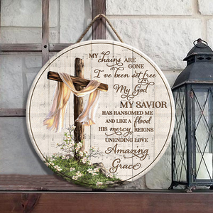 Cross Chains Are Gone Wood Circle Sign