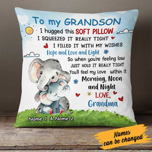 Personalized Mom Grandma To My Son Grandson Elephant Pillow