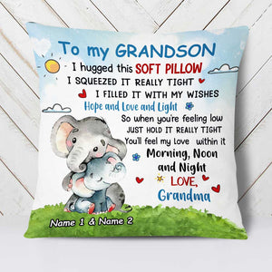 Personalized Mom Grandma To My Son Grandson Elephant Pillow