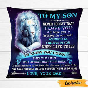 Personalized Dad Grandpa To My Son Grandson Lion Pillow