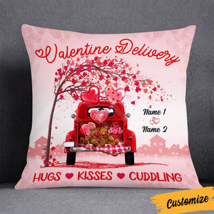 Personalized Valentine Couple Red Truck Pillow