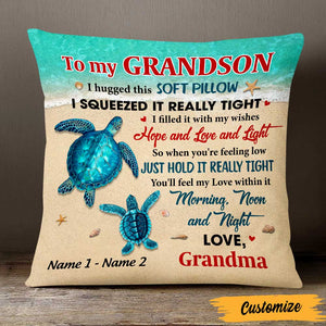 Personalized Mom Grandma Son Grandson Turtle Pillowcase