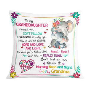 Personalized Elephant Granddaughter Hug This Pillow