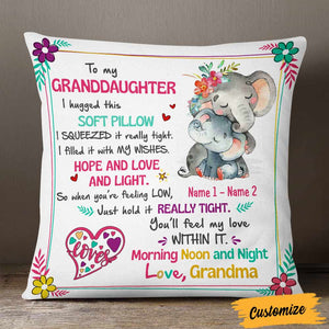 Personalized Elephant Granddaughter Hug This Pillow