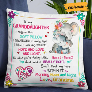 Personalized Elephant Granddaughter Hug This Pillow