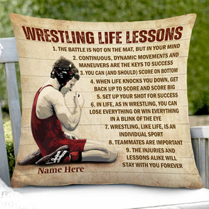 Personalized Wrestling Life Lessons Rectangle Pillow DB251 85O47