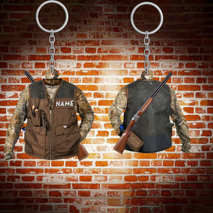 PERSONALIZED DEER HUNTING KEYCHAIN, CUSTOM NAME ACRYLIC FLAT KEYCHAIN FOR HUNTER, GIFT FOR FATHER