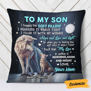 Personalized Mom Grandma Son Grandson Wolf Pillowcase