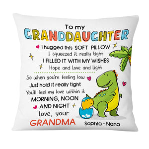 Personalized Granddaughter Hug This Dinosaur Drawing Pillowcase
