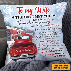 Personalized To My Wife Red Truck Pillow