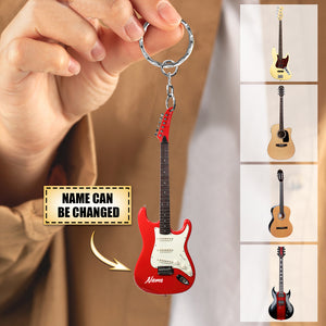 Personalized Guitars Flat Acrylic Keychain