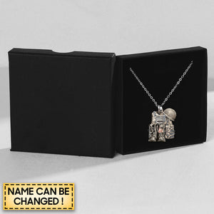 Military Uniform - Boots & Hat - Personalized Stainless Steel Necklace