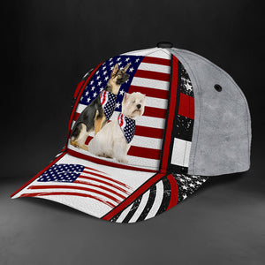 Dogs With US Flag Background Personalized Classic Cap - CP100PS01