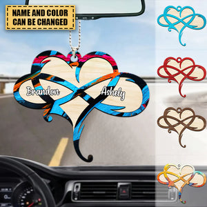 Personalized Infinity Heart Couple Gift Custom Name&Color Wooden Ornament