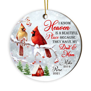 Personalized Cardinal Heaven Is A Beautiful Place Circle Ornament NB112 32O28