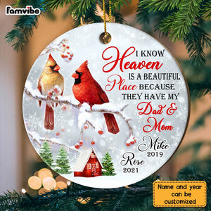 Personalized Cardinal Heaven Is A Beautiful Place Circle Ornament NB112 32O28